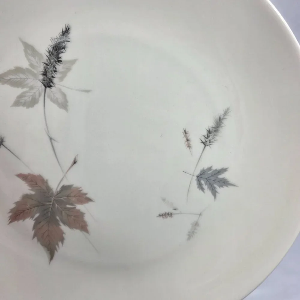 FOUR Royal Doulton Tumbling Leaves Dinner Plates Gray & Pink Leaves
